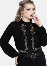 Abellona Lightweight Fine Embroidered Knit Cardigan