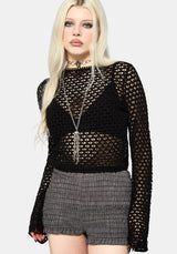 Vesa Blanket Stitch Long Sleeve Knit Top