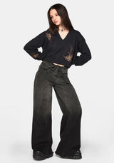 Ember Moth Embroidered V-Neck Knit Jumper