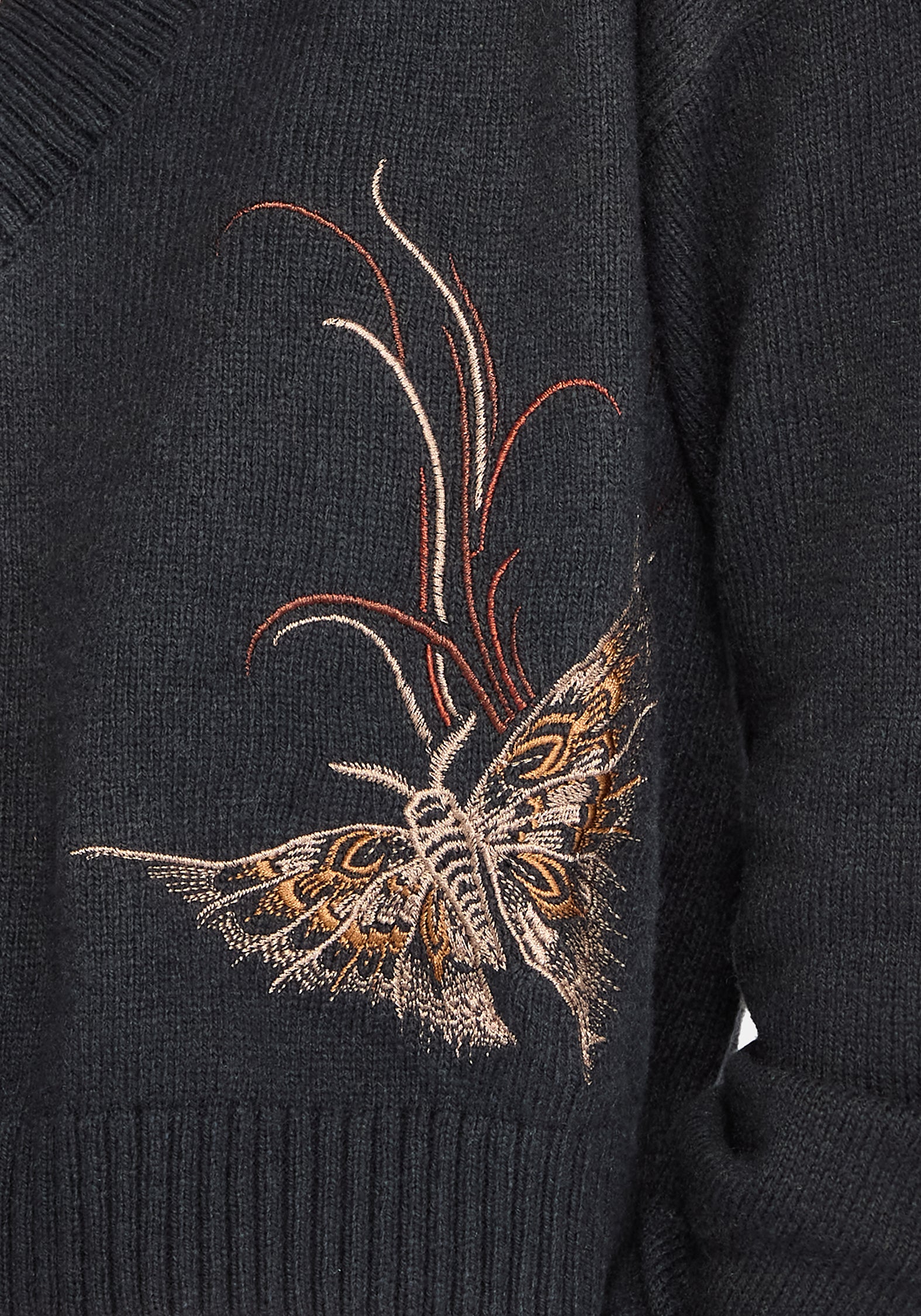 Ember Moth Embroidered V-Neck Knit Jumper