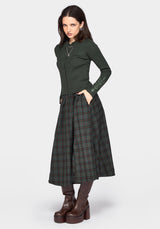Cybele Embroidered Button Up Ribbed Knit Cardigan - Green