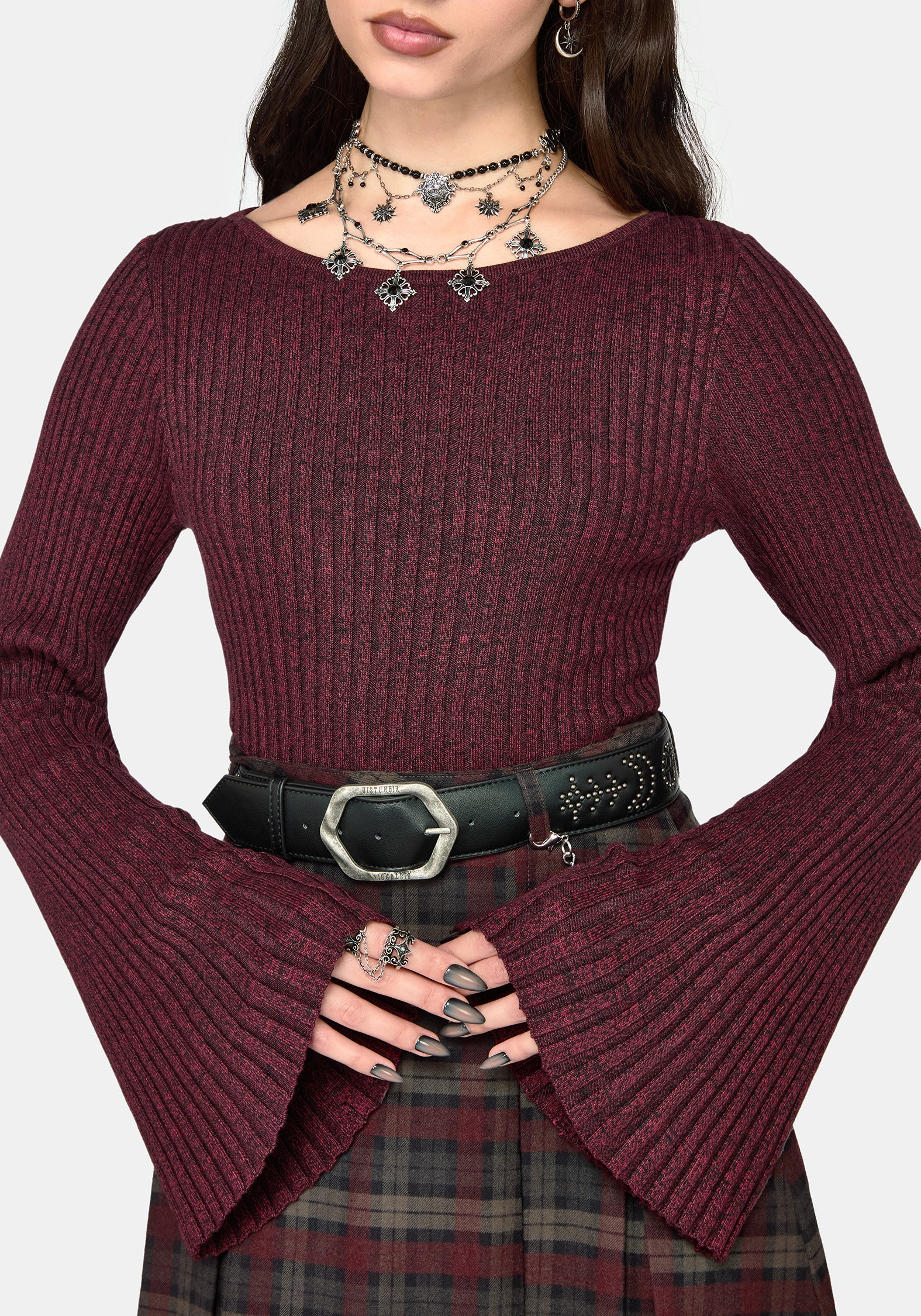 Estella Flared Sleeve Rib Knit Top
