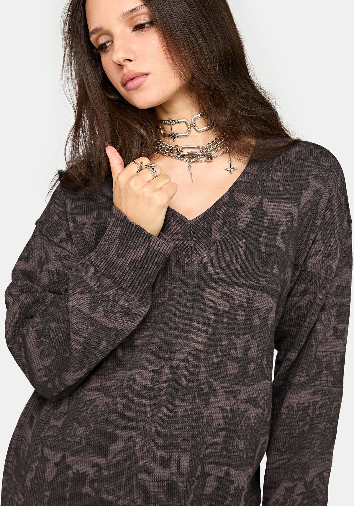 Diabolical V Neck Knit Jumper