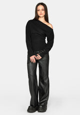 Madigan Asymmetric Piercing Knit Top