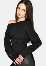 Madigan Asymmetric Piercing Knit Top