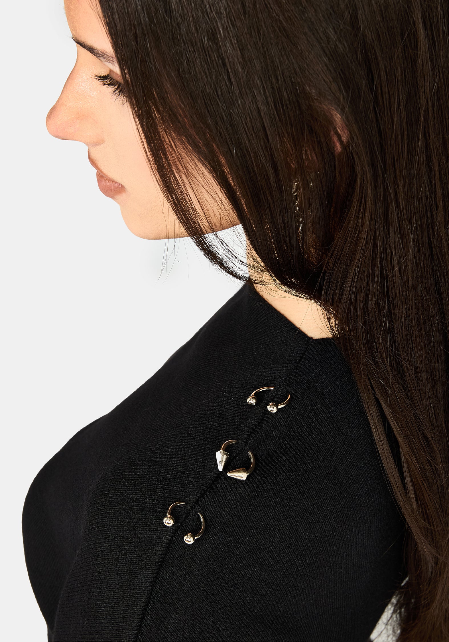 Madigan Asymmetric Piercing Knit Top