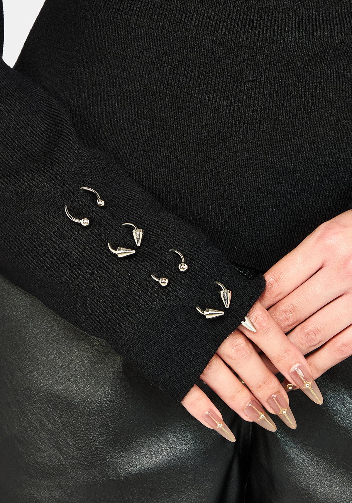 Madigan Asymmetric Piercing Knit Top