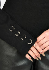 Madigan Asymmetric Piercing Knit Top