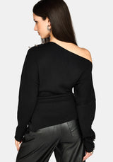 Madigan Asymmetric Piercing Knit Top