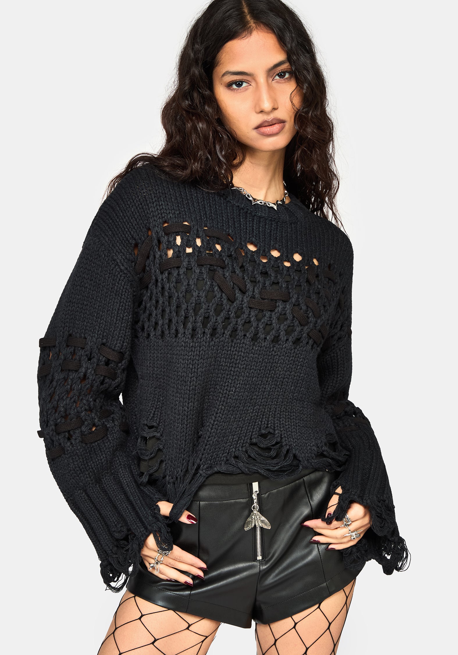 Noel Open Weave Cropped Knit Jumper