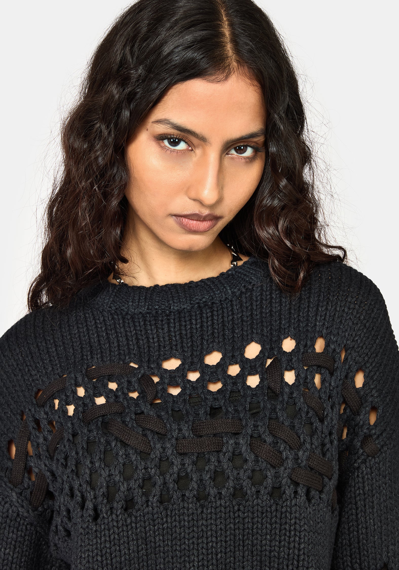 Noel Open Weave Cropped Knit Jumper