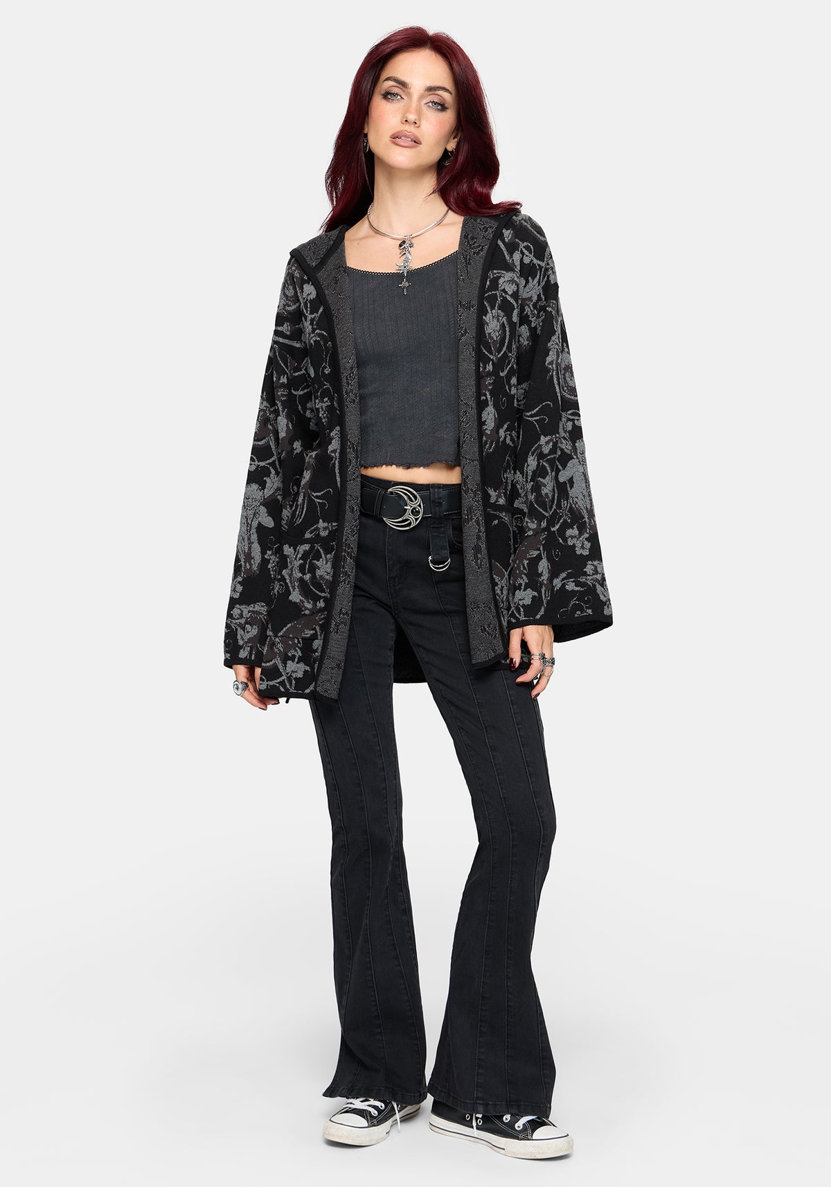 Eros Jacquard Hooded Knit Kimono