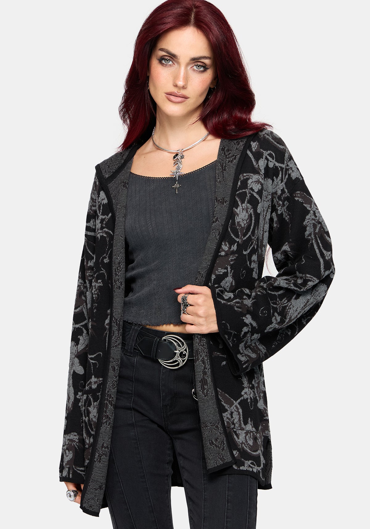 Eros Jacquard Hooded Knit Kimono