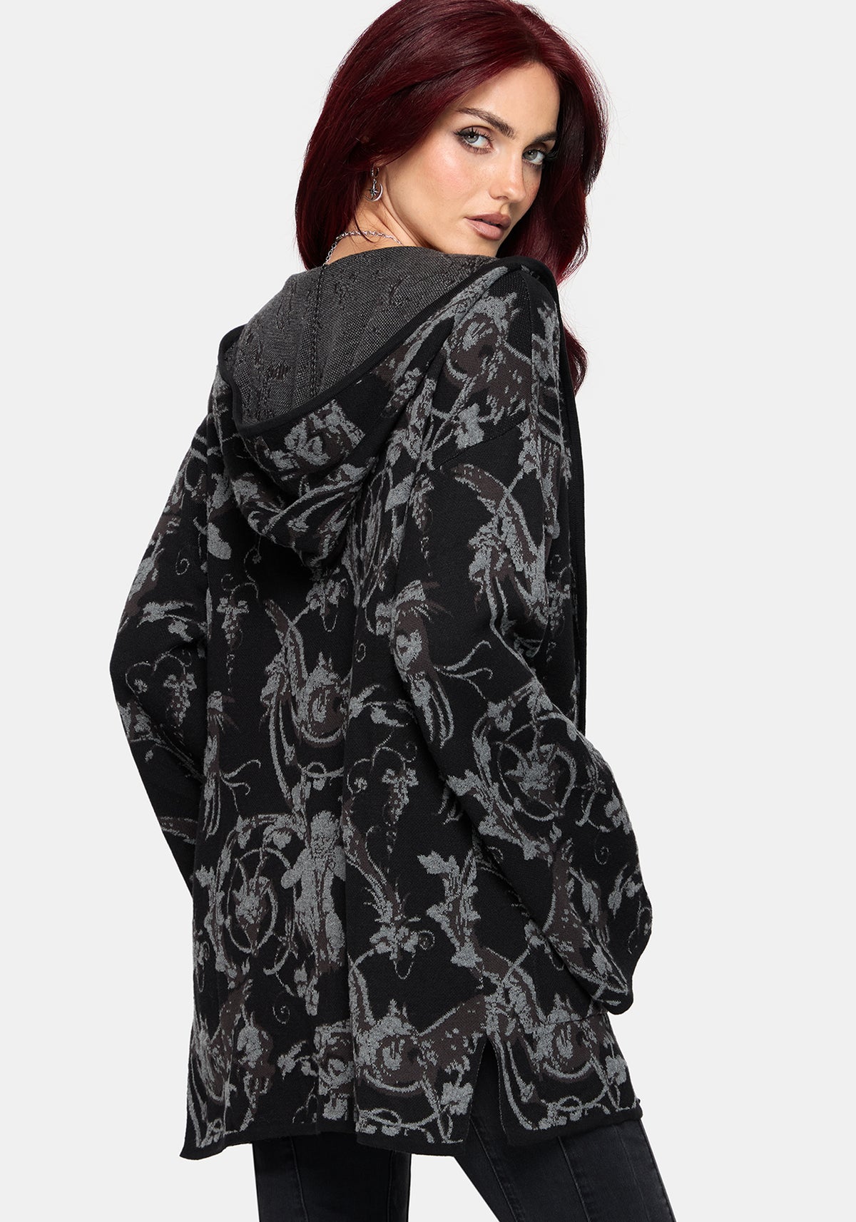 Eros Jacquard Hooded Knit Kimono