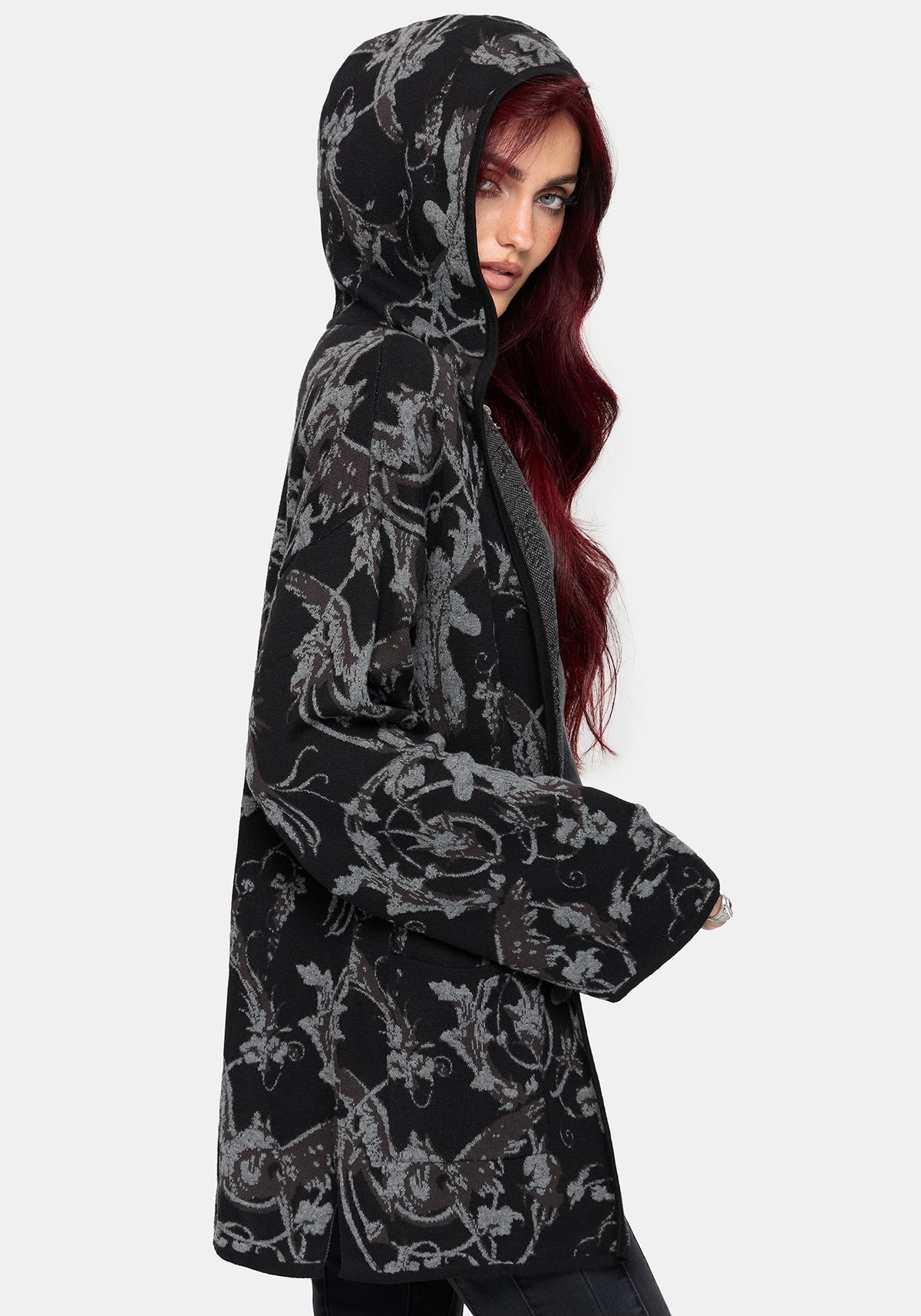 Eros Jacquard Hooded Knit Kimono