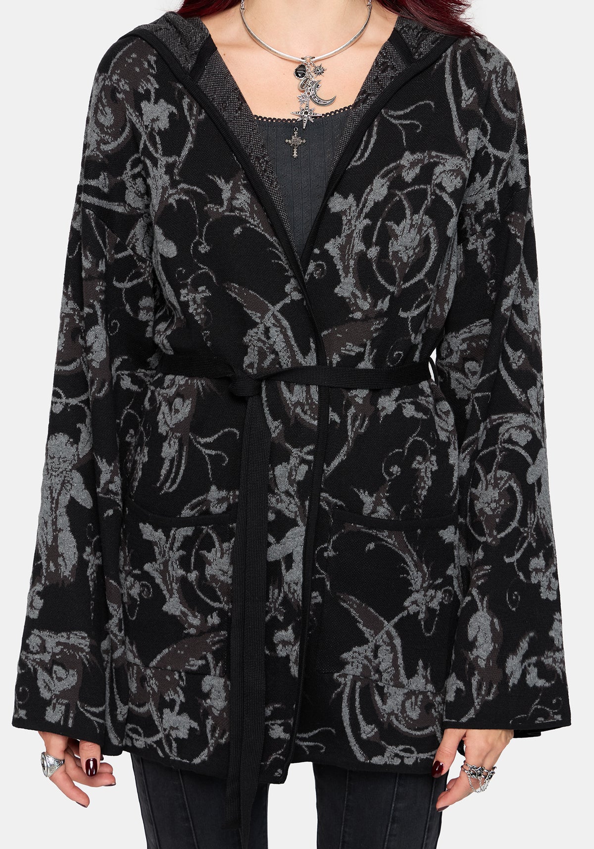 Eros Jacquard Hooded Knit Kimono