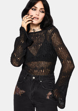 Damien Ladder Knit Top - Black S