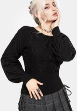 Covet Cotton-Blend Witches Knot Cable Knit Jumper - Black