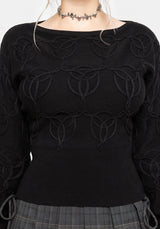 Covet Cotton-Blend Witches Knot Cable Knit Jumper - Black