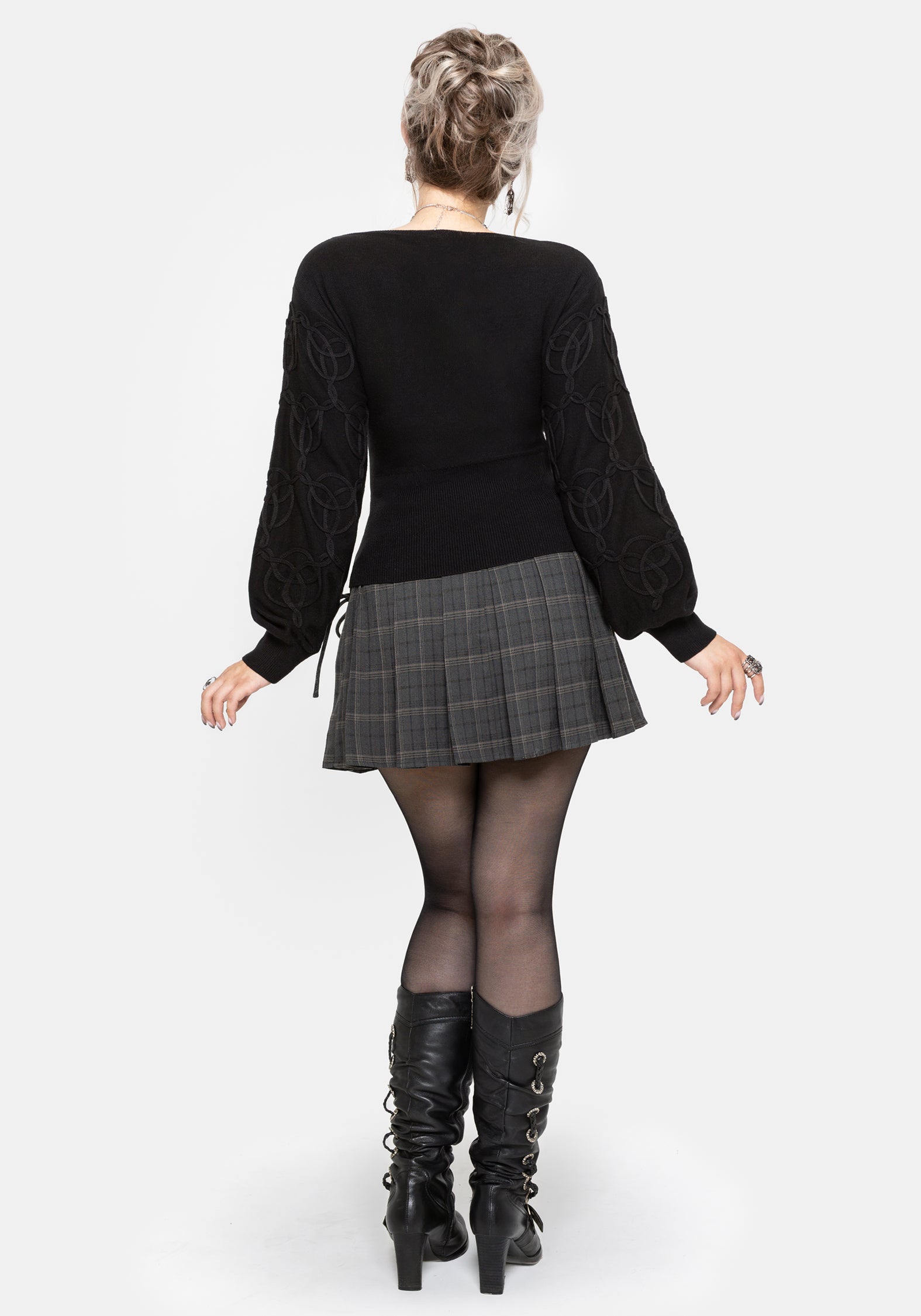 Covet Cotton-Blend Witches Knot Cable Knit Jumper - Black