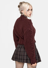 Olkra Weave Chunky Knit Jumper - Burgundy S