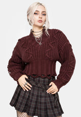 Olkra Weave Chunky Knit Jumper - Burgundy S