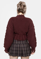 Olkra Weave Chunky Knit Jumper - Burgundy S