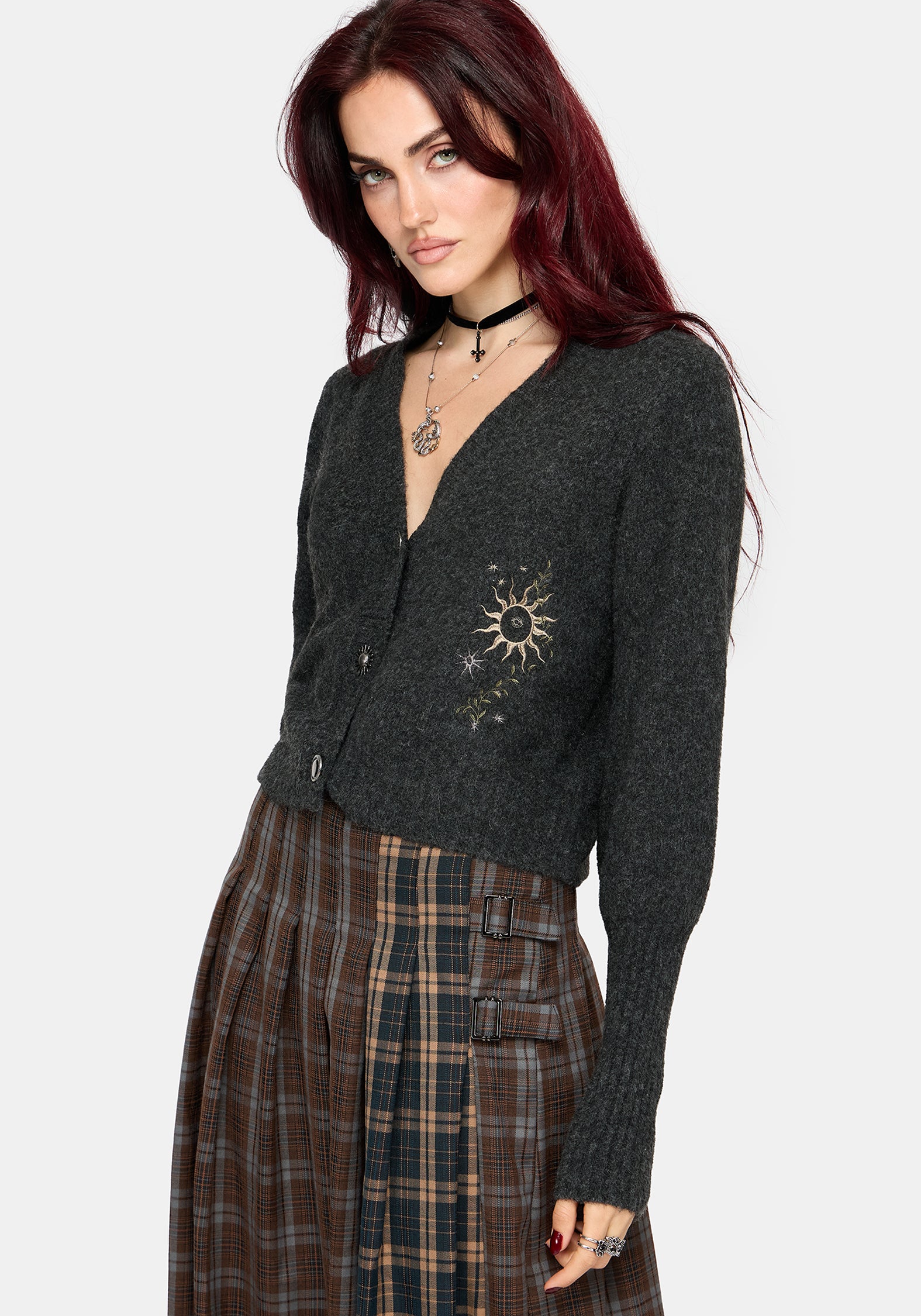 Mogor Celestial Embroidered Knit Cardigan