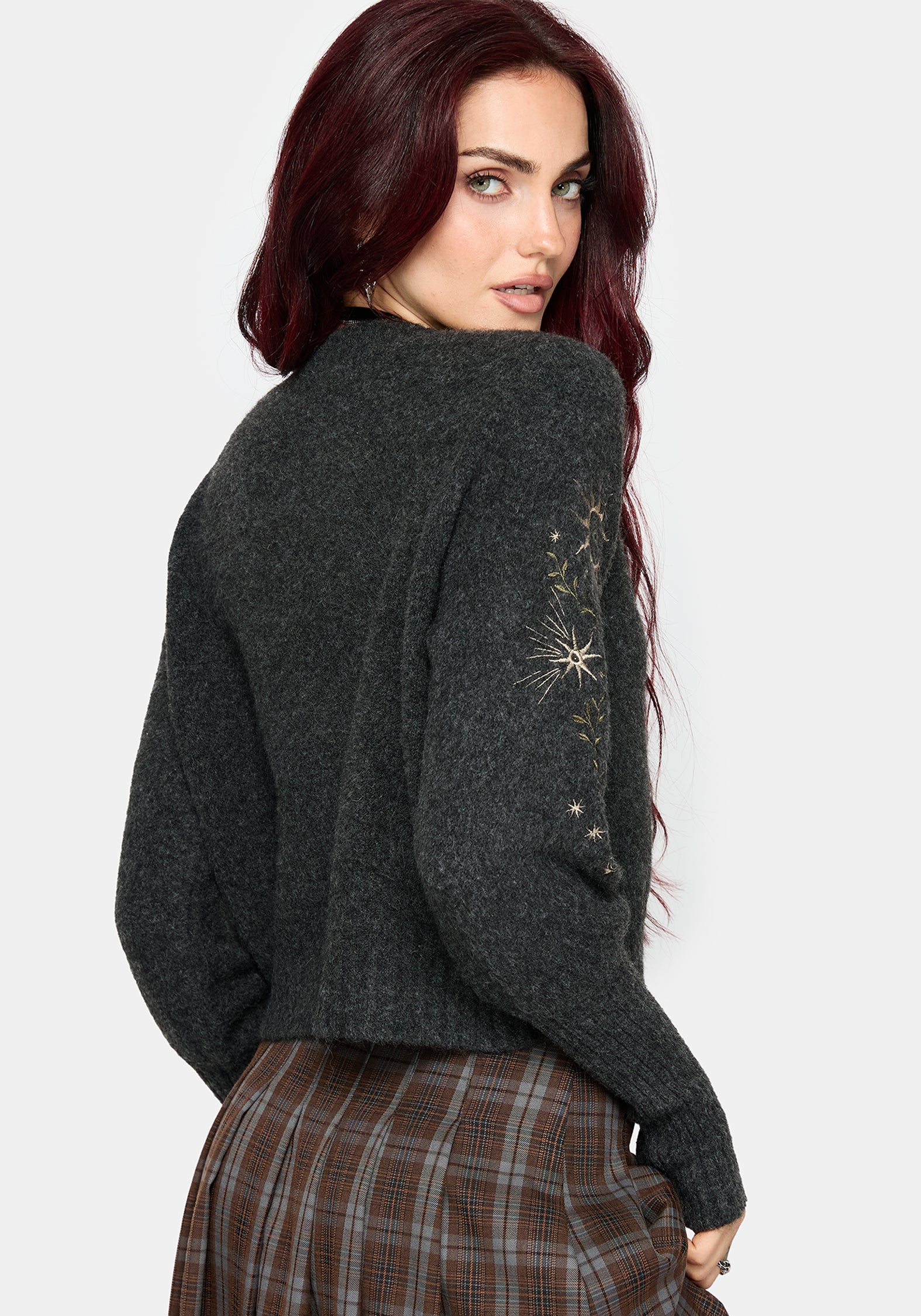 Mogor Celestial Embroidered Knit Cardigan