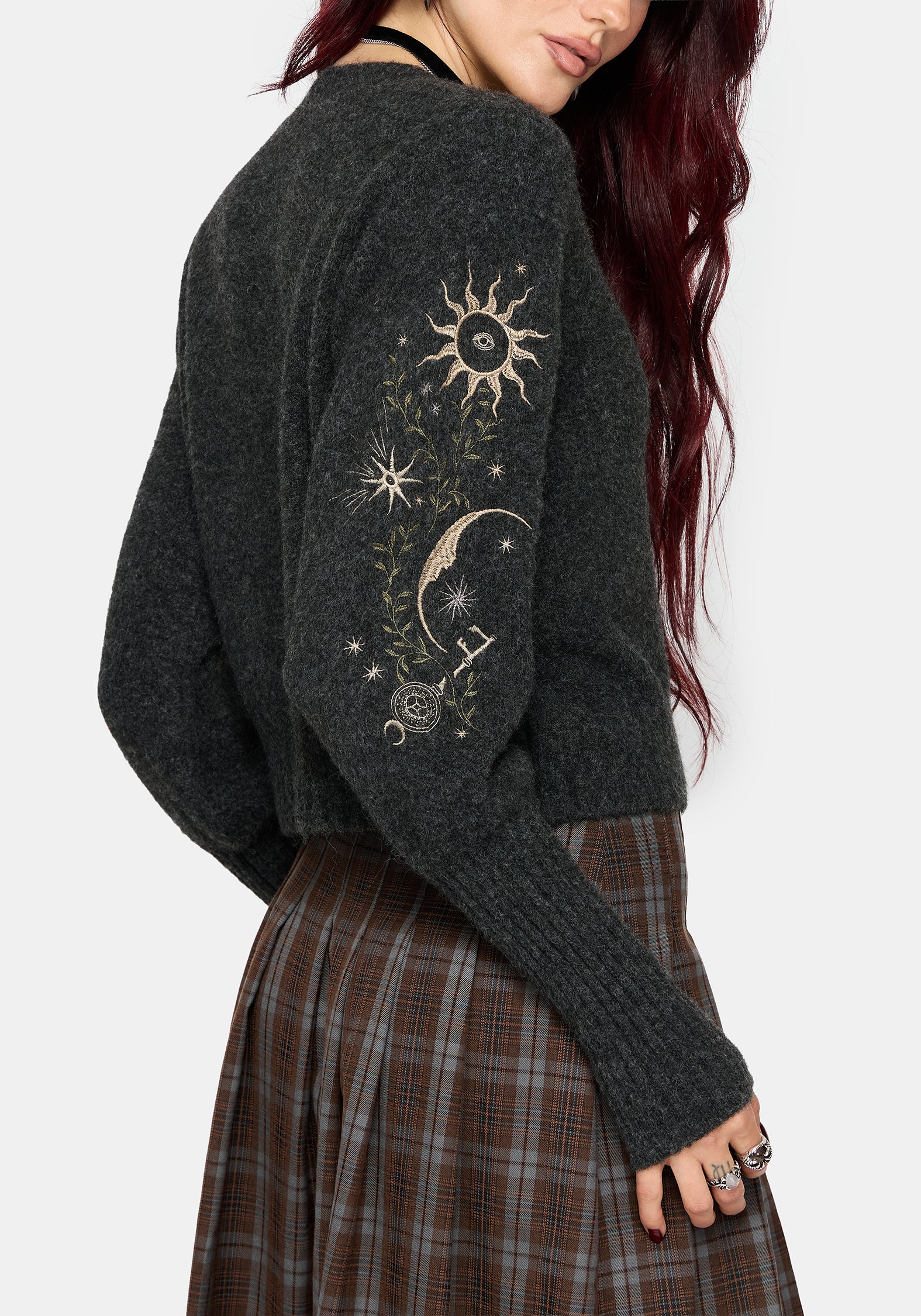 Mogor Celestial Embroidered Knit Cardigan