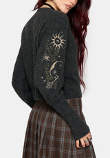 Mogor Celestial Embroidered Knit Cardigan