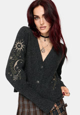 Mogor Celestial Embroidered Knit Cardigan
