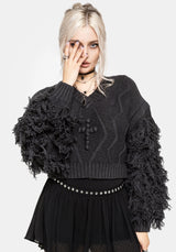 Ebon Shaggy Sleeve Knit Jumper S