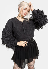 Ebon Shaggy Sleeve Knit Jumper S