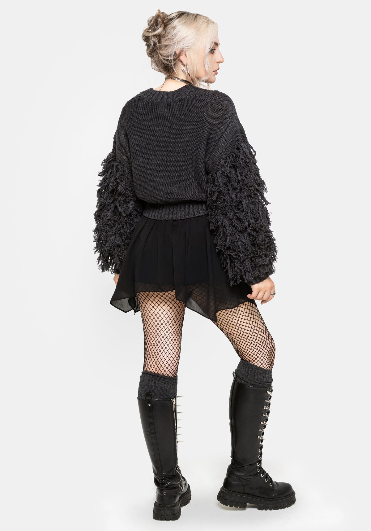 Ebon Shaggy Sleeve Knit Jumper S