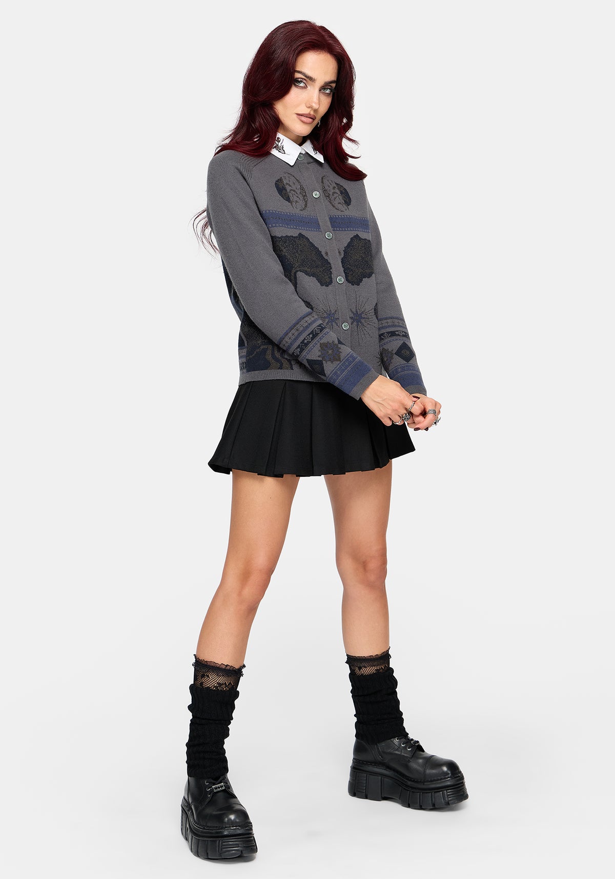 Faewood Tree Jacquard Knit Cardigan