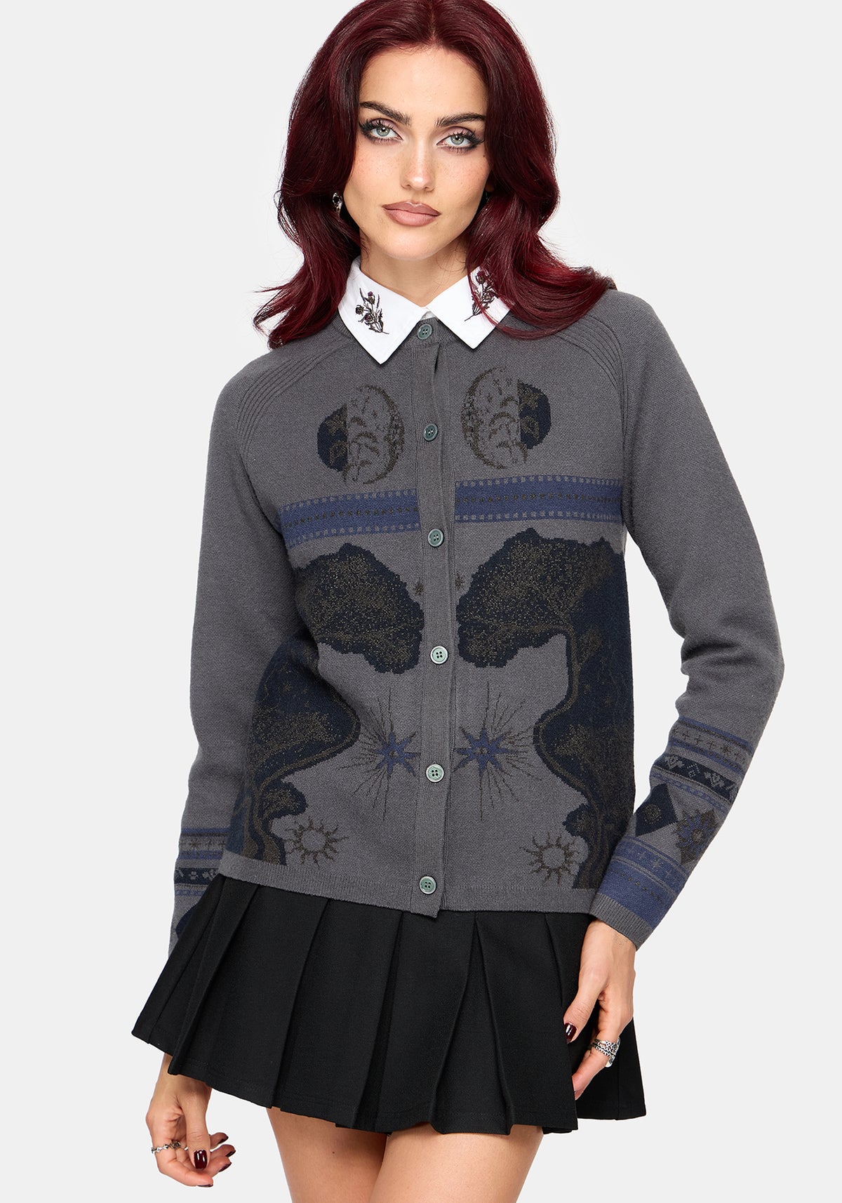 Faewood Tree Jacquard Knit Cardigan