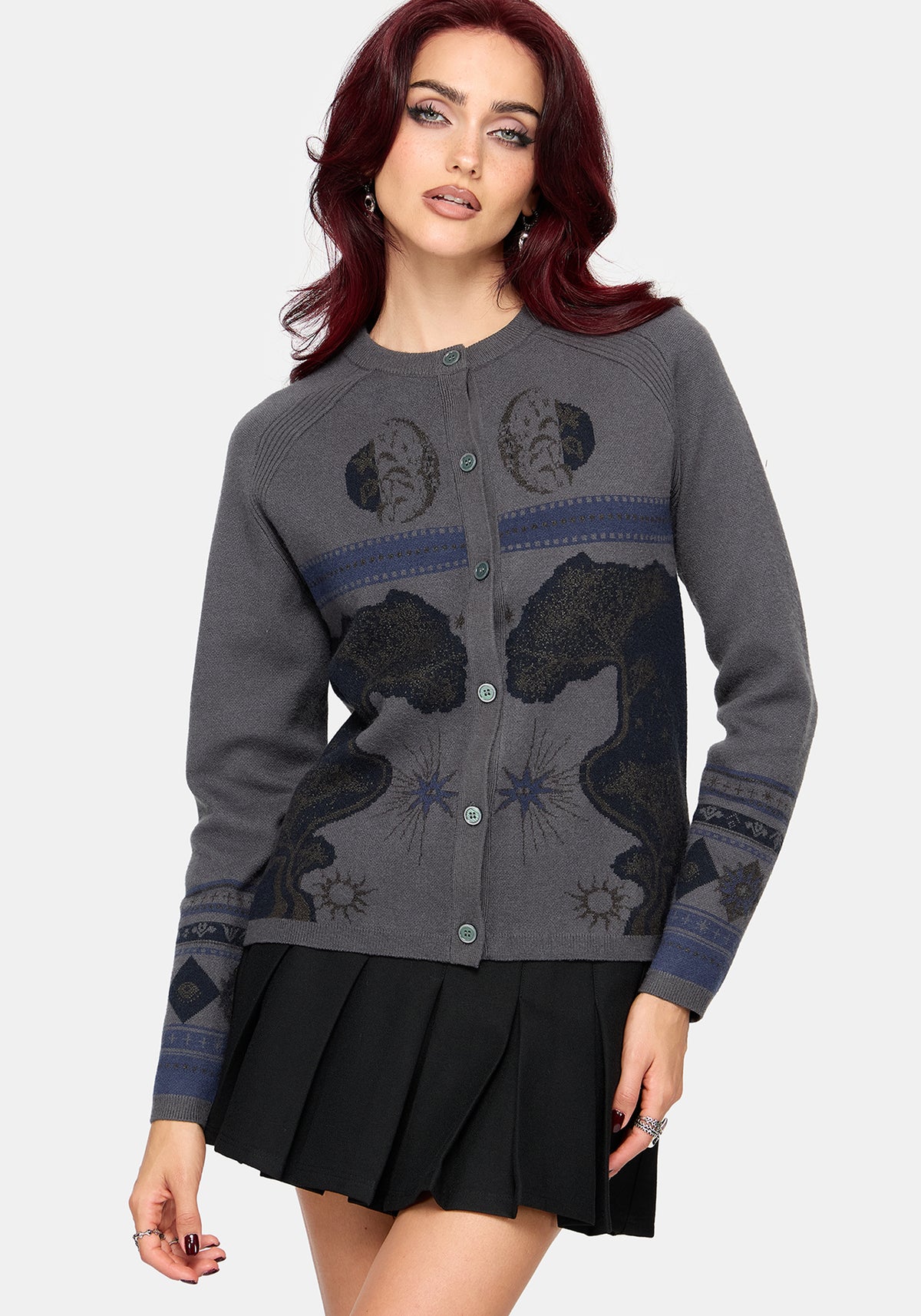 Faewood Tree Jacquard Knit Cardigan