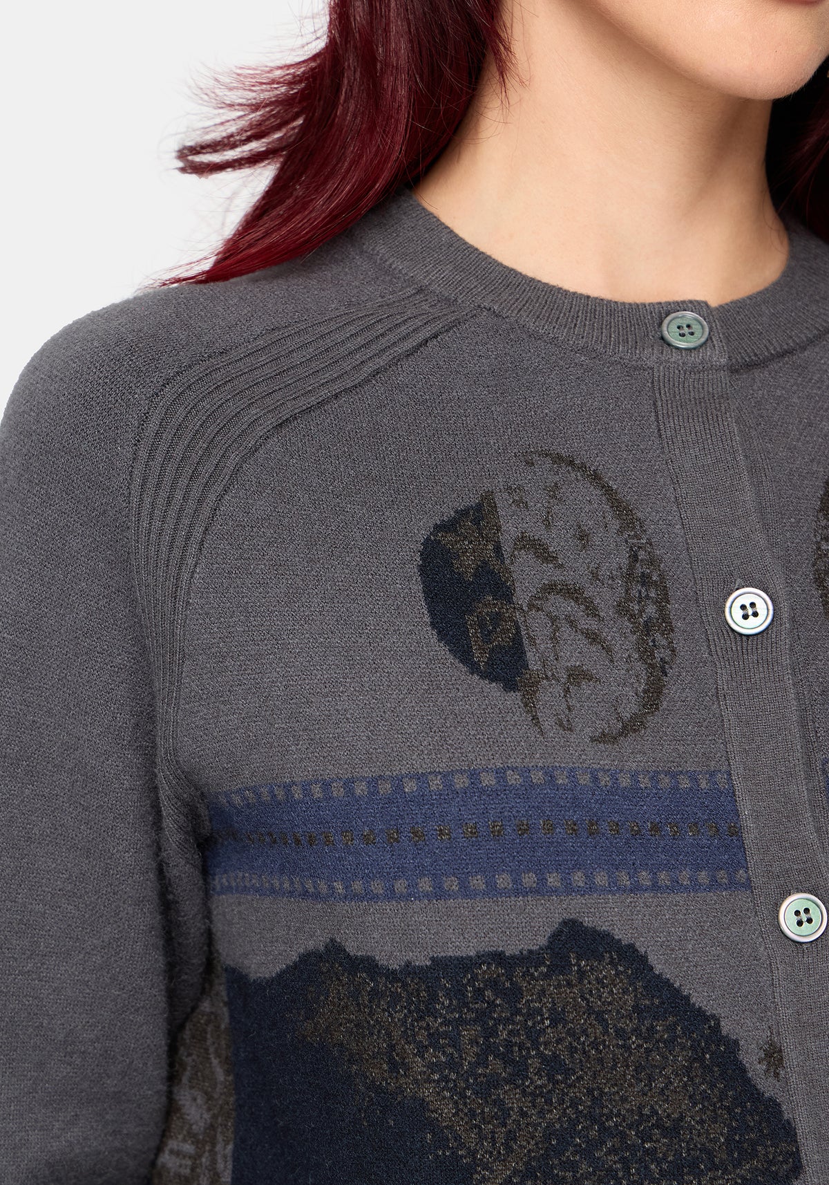 Faewood Tree Jacquard Knit Cardigan