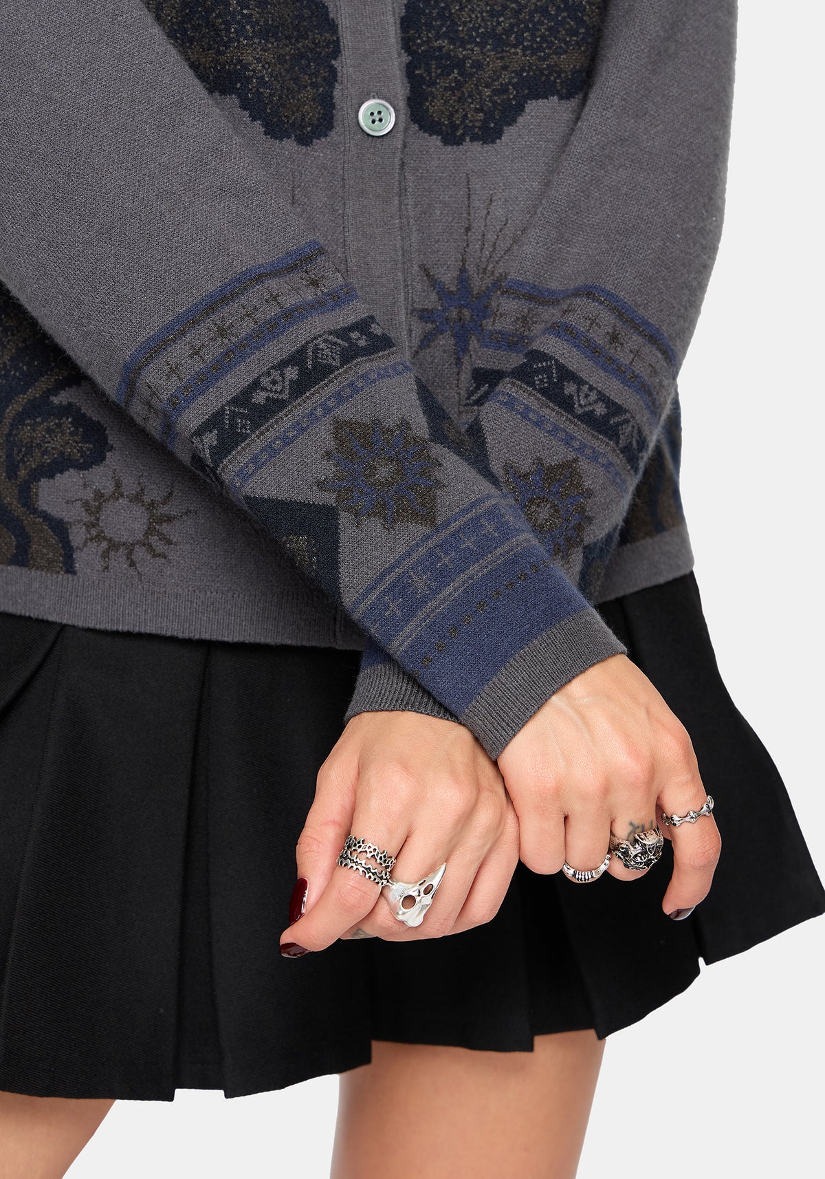 Faewood Tree Jacquard Knit Cardigan