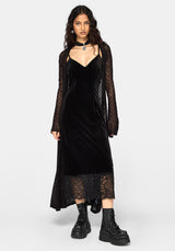 Cathy Velour Lace Hem Cami Midaxi Dress