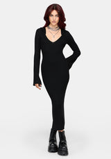 Heike Hooded Ribbed Knit Dress