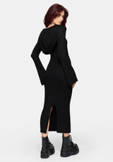 Heike Hooded Ribbed Knit Dress