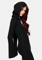 Heike Hooded Ribbed Knit Dress