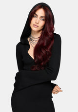 Heike Hooded Ribbed Knit Dress
