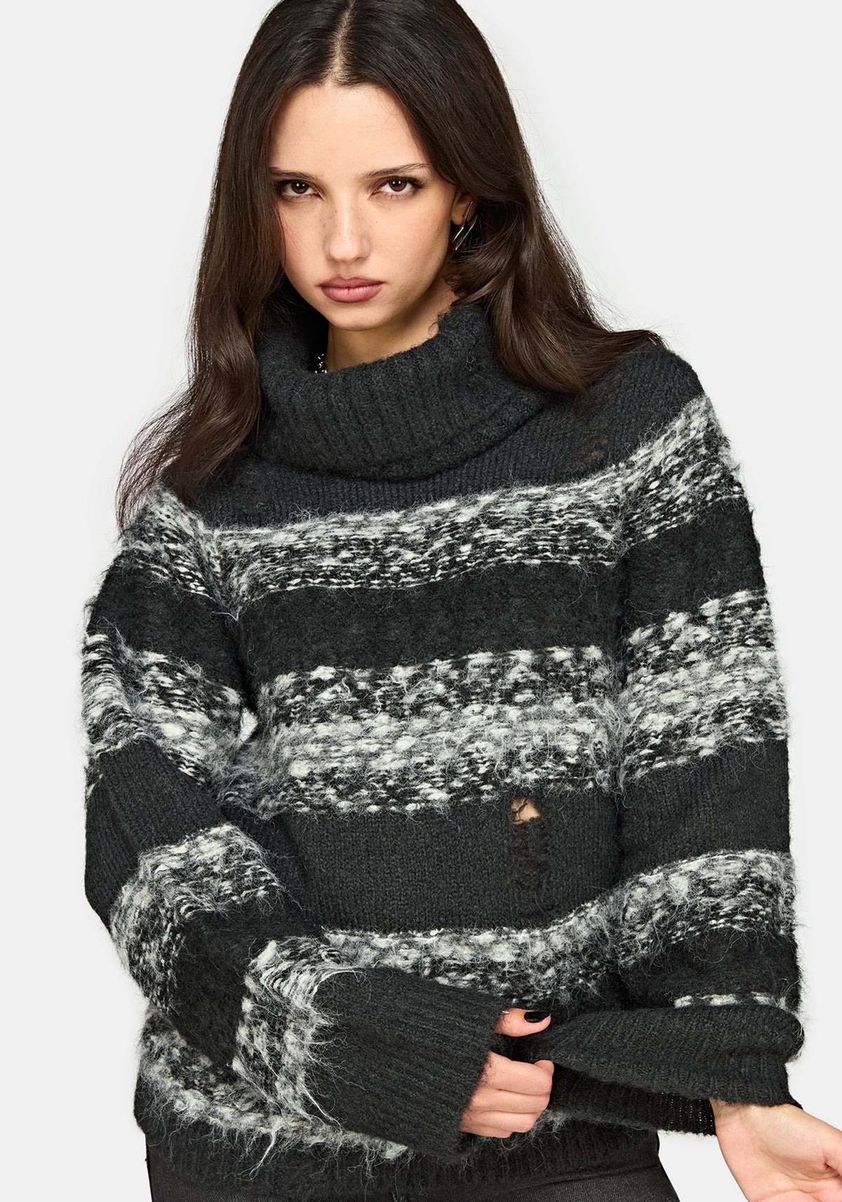 Harlow Stripe Roll Neck Knit Jumper