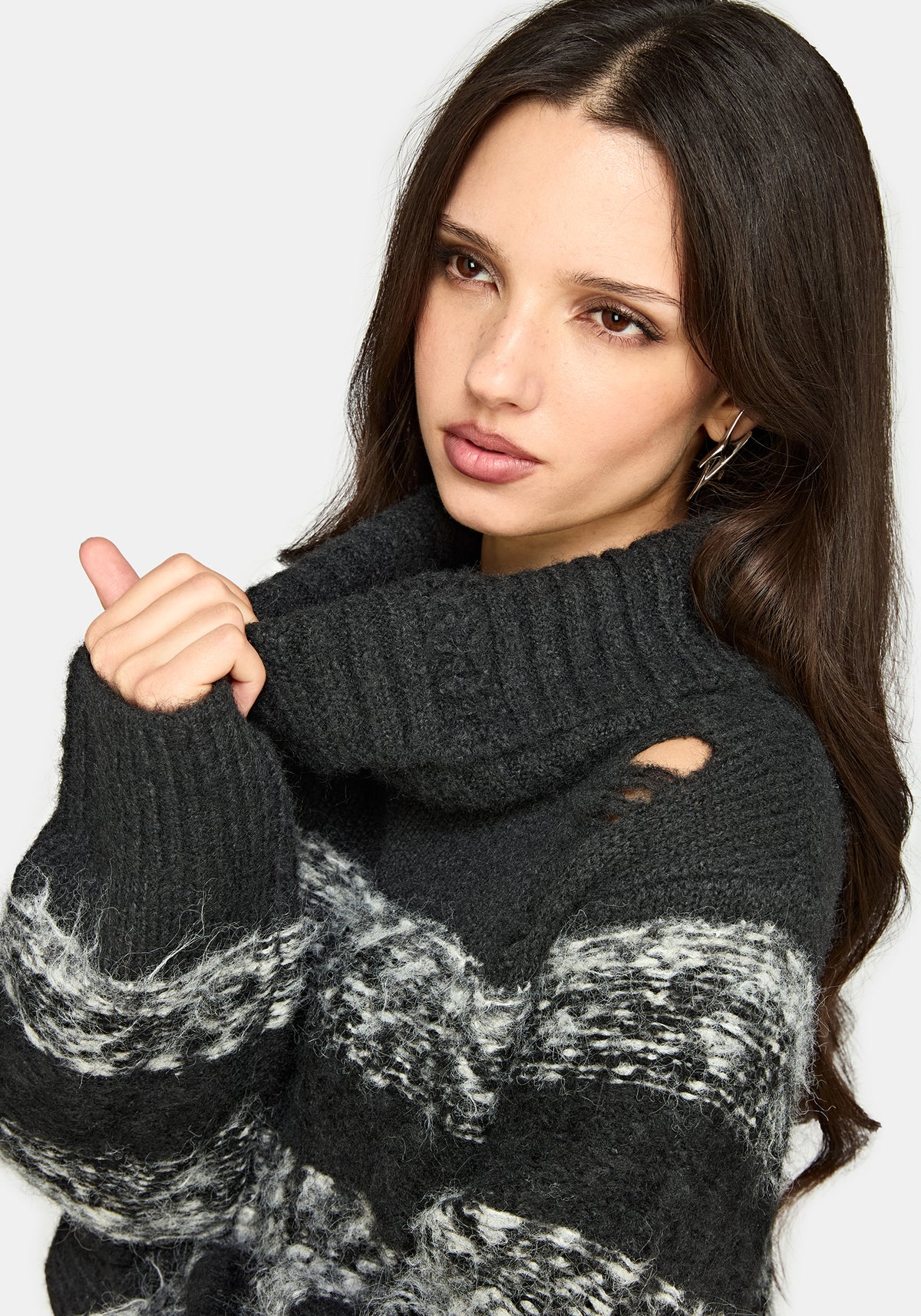 Harlow Stripe Roll Neck Knit Jumper