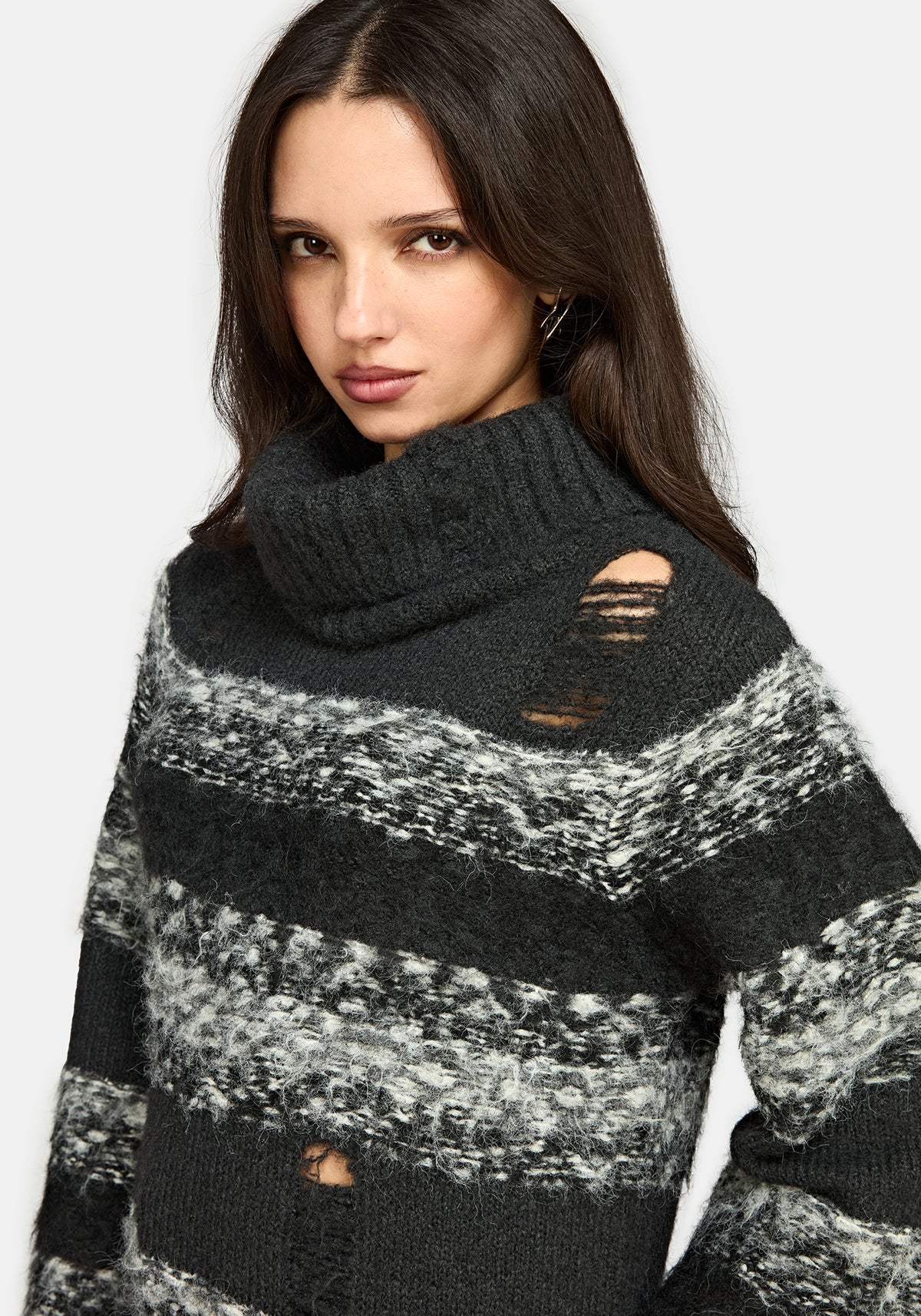 Harlow Stripe Roll Neck Knit Jumper