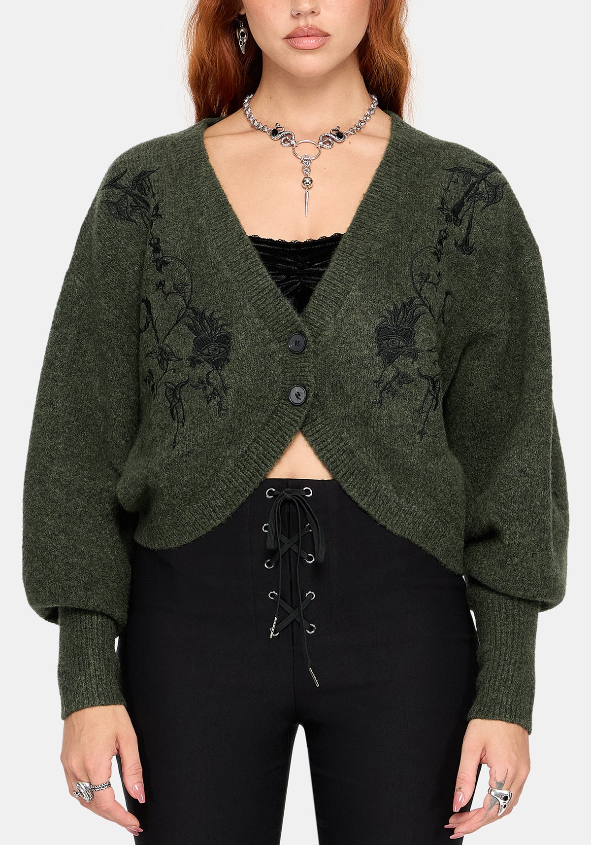 Miya Embroidered Cocoon Knit Cardigan