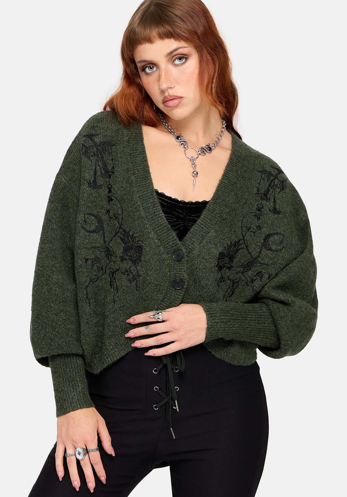 Miya Embroidered Cocoon Knit Cardigan